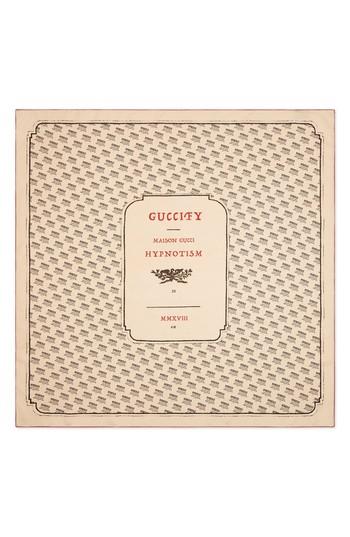 Women's Gucci Hypnotism Invite Stamp Foulard Silk Scarf, Size - Ivory