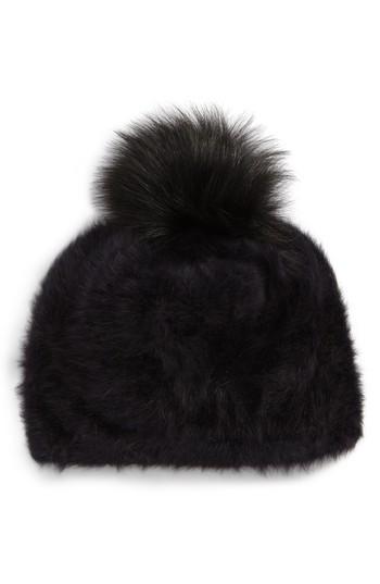 Women's Max Mara Zulu Angora Blend Pom Beanie With Genuine Fox Fur Trim -