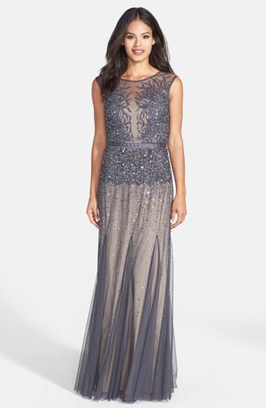 Women's Adrianna Papell Beaded Chiffon Gown
