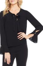 Women's Vince Camuto Bell Sleeve Lace-up Blouse - Black