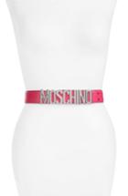 Women's Moschino Logo Plate Leather Belt - Violet