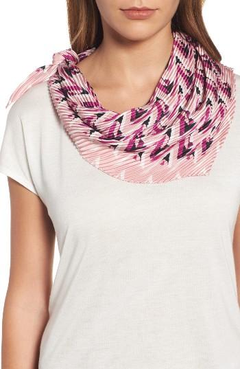 Women's Halogen Pleated Chevron Print Scarf, Size - Pink