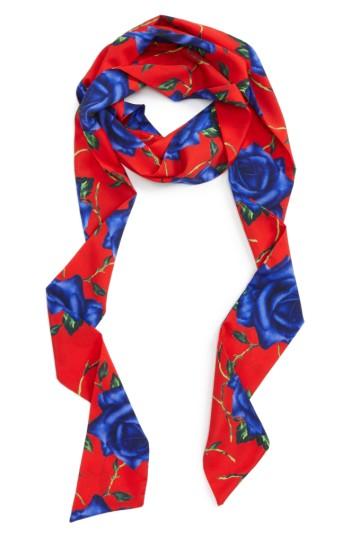 Women's Cara Rose Print Skinny Scarf, Size - Red
