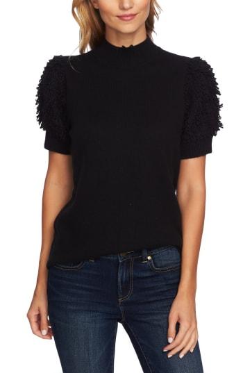 Women's Cece Poodle Sleeve Mock Neck Sweater - Black