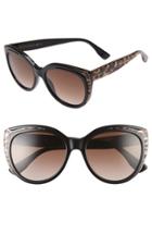 Women's Jimmy Choo 'nicky' 56mm Cat Eye Sunglasses - Animal Black