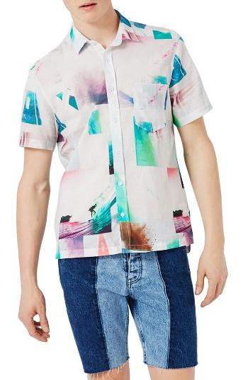 Men's Topman Photo Print Shirt - White