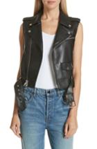 Women's Theory Bedford Vest Faux Leather Moto Vest, Size - Black
