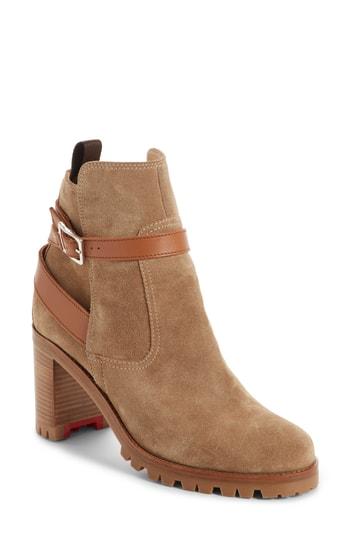 Women's Christian Louboutin Trapeurdekoi Strappy Bootie Us / 35eu - Beige