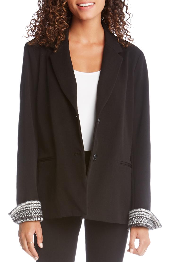 Women's Karen Kane Embroidery Cuff Blazer - Black