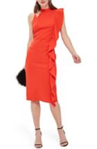 Women's Topshop Asymmetrical Ruffle Midi Dress Us (fits Like 0) - Red