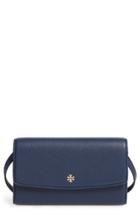 Women's Tory Burch Leather Wallet Crossbody Bag - Blue