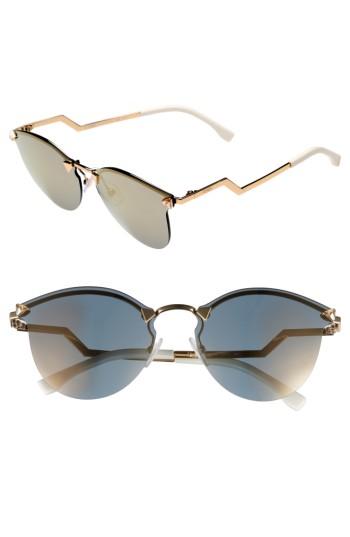 Women's Fendi 60mm Retro Sunglasses - Rose Gold