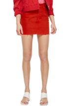 Women's Topshop Fray Hem Miniskirt Us (fits Like 0) - Red