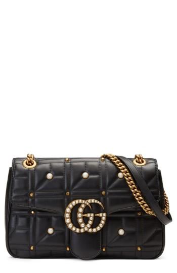 Gucci Gg Marmont 2.0 Imitation Pearl Logo Matelasse Leather Shoulder Bag -