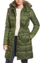 Women's Barbour Winterton Water Resistant Hooded Quilted Jacket With Faux Fur Trim Us / 8 Uk - Green