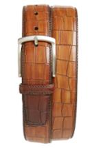 Men's Magnanni Croc Embossed Calfskin Leather Belt