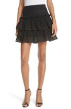 Women's Milly Floral Ruffle Tiered Cotton Eyelet Miniskirt - Black