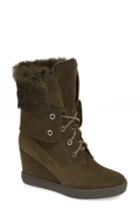 Women's Aquatalia Cordelia Genuine Rabbit Fur Weather Resistant Boot .5 M - Green