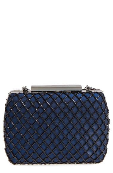 Glint Lattice Beaded Minaudiere - Blue