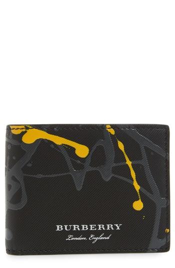 Men's Burberry Trench Splash Leather Wallet - Black