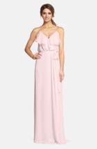 Women's Nouvelle Amsale 'drew' Ruffle Front Chiffon Gown - Ivory