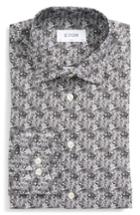 Men's Eton Slim Fit Print Dress Shirt - Black