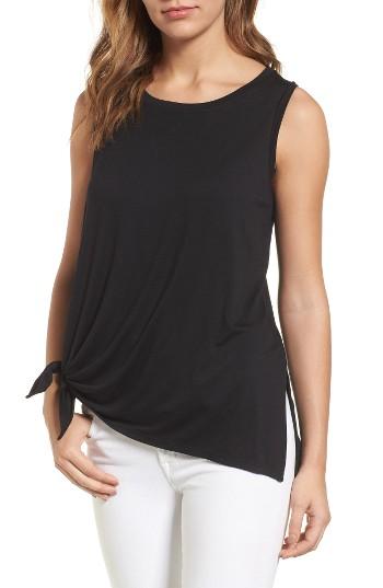 Women's Caslon Knot Front Jersey Tank - Black