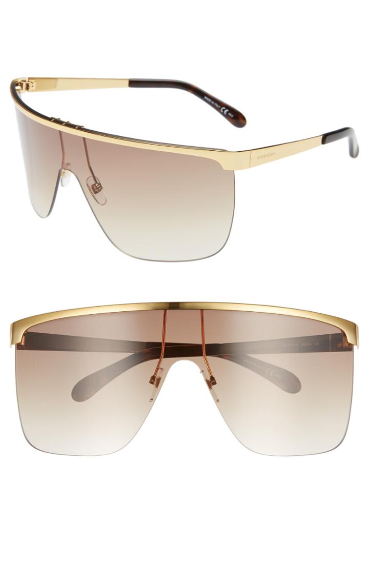 Women's Givenchy 70mm Rimless Shield Sunglasses - Gold