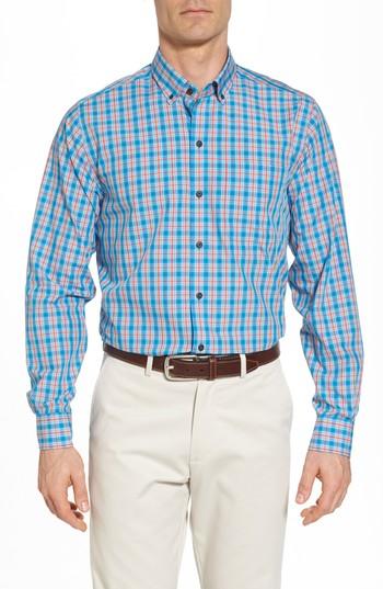 Men's Cutter & Buck Landon Classic Fit Non-iron Plaid Sport Shirt