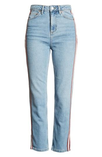 Women's Topshop Moto Crop Straight Leg Jeans W X 30l (fits Like 27w) - Blue
