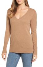 Women's Halogen V-neck Cashmere Sweater - Brown