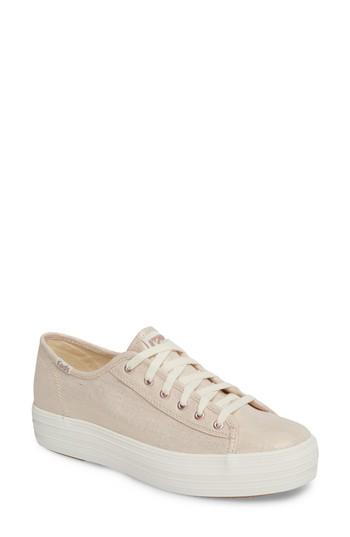 Women's Keds Triple Kick Metallic Linen Sneaker M - Pink