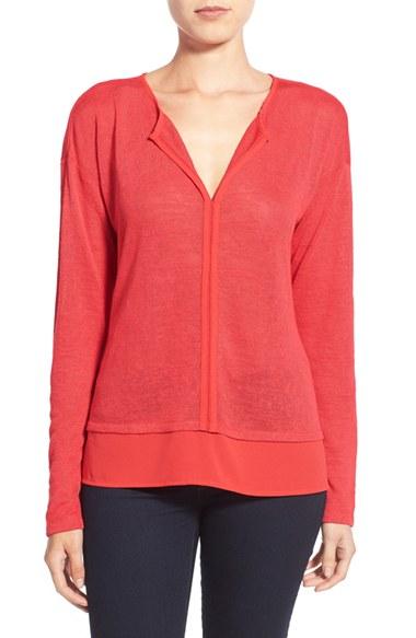 Women's Sanctuary 'hanna' Split Neck Knit Top - Red