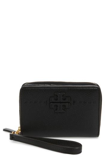 Women's Tory Burch Mcgraw Leather Bifold Wallet - Beige