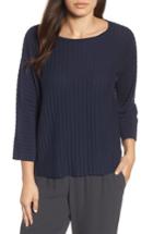 Women's Eileen Fisher Ribbed Bateau Neck Sweater, Size - Blue