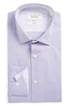 Men's Ted Baker London Burrow Slim Fit Geometric Dress Shirt 32/33 - Purple