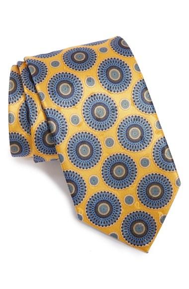Men's Ermenegildo Zegna Medallion Silk Tie, Size - Yellow