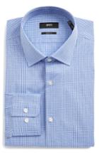 Men's Boss Marley Sharp Fit Check Dress Shirt L - Blue