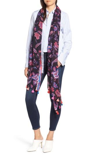 Women's Rebecca Minkoff Hypnotic Floral Oblong Scarf, Size - Black