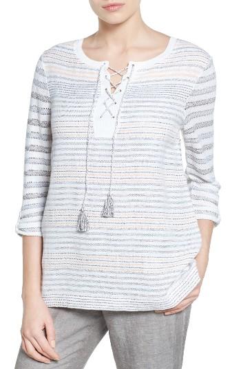 Women's Nic+zoe Ahoy Stripe Linen Blend Sweater