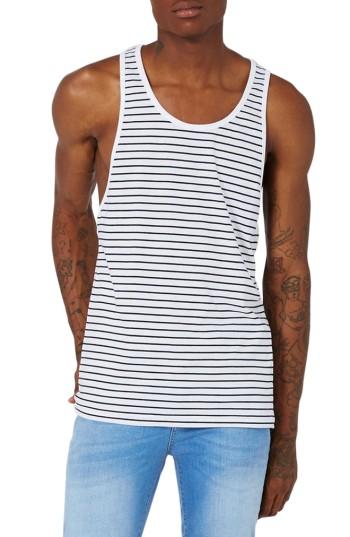 Men's Topman Stripe Tank, Size - Blue