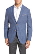 Men's Jkt New York Trent Trim Fit Plaid Wool Blend Sport Coat R - Blue