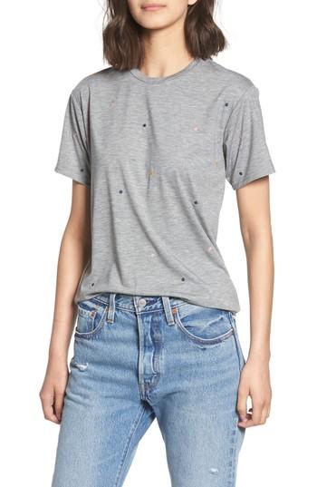 Women's Currently In Love Embroidered Polka Dot Tee - Grey