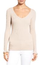 Women's Chelsea28 Ribbed V-neck Sweater, Size - Beige
