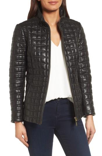 Women's Kate Spade New York Quilted Leather Jacket - Black