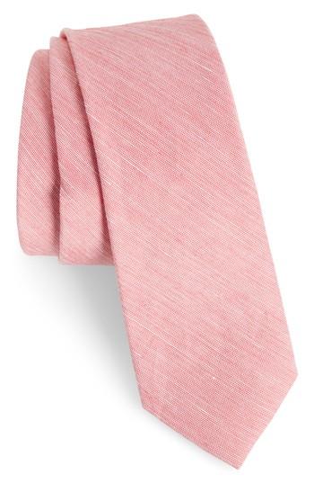 Men's 1901 Adena Solid Silk Blend Skinny Tie, Size - Red