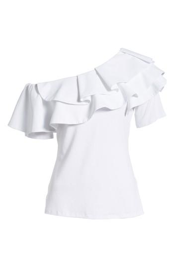 Women's Vince Camuto One-shoulder Ruffle Top, Size - White