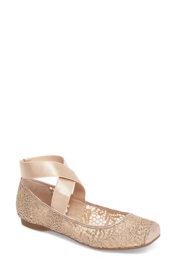 Women's Jessica Simpson Maggda Cross Strap Flat .5 M - Metallic