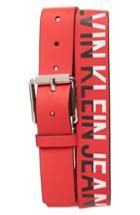 Men's Calvin Klein Logo Leather Belt - Tomato