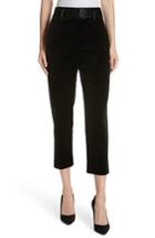 Women's Frame Velvet Crop Tuxedo Pants - Black